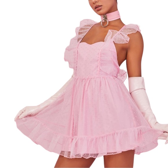 Sugar Thrillz Can't Help Falling Pinafore Dress Pink - Picture 9 of 9